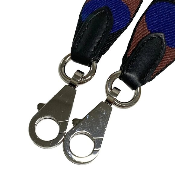 Auth HERMES Bandouliere Sangle Flipper Ball 25mm - Blue Brown Black Toile Z 17 - Picture 5 of 7